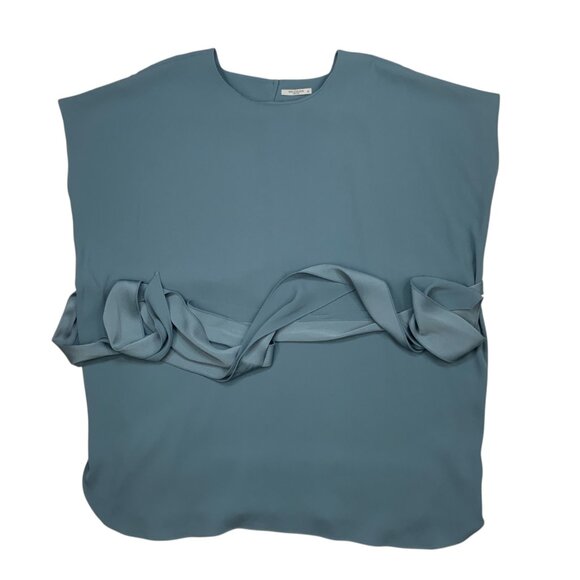 MM LaFleur Selena Top XL Waterfall Blue Sleeveless Tunic Tie Sash Quiet Luxury - Picture 12 of 13